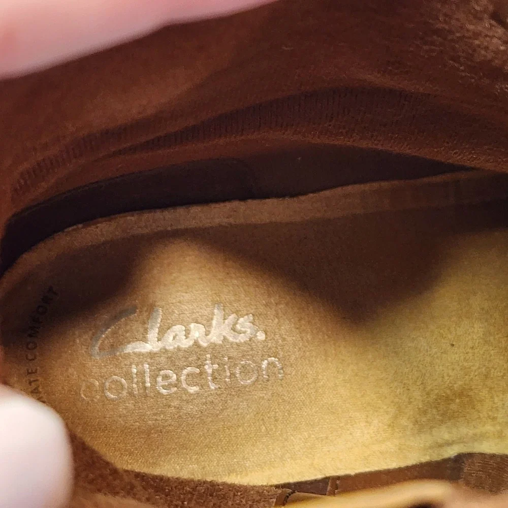 Clarks‎ Collection Womens Tan Brown Leather Ankle Boots Buckle Zip 9.5 M